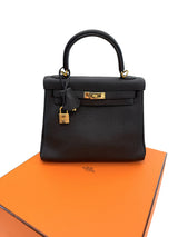 Hermes Kelly Retourne 25 Black Togo Leather With Gold Hardware Designer Handbag