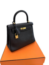 Hermes Kelly Retourne 25 Black Togo Leather With Gold Hardware Designer Handbag