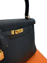 Hermes Kelly Retourne 25 Black Togo Leather With Gold Hardware Designer Handbag