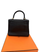 Hermes Kelly Retourne 25 Black Togo Leather With Gold Hardware Designer Handbag