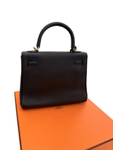 Hermes Kelly Retourne 25 Black Togo Leather With Gold Hardware Designer Handbag