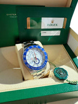 Rolex Yacht-Master II 44mm Mercedes Hands Steel Blue Ceramic Bezel Watch 116680