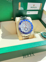Rolex Yacht-Master II 44mm Mercedes Hands Steel Blue Ceramic Bezel Watch 116680