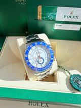 Rolex Yacht-Master II 44mm Mercedes Hands Steel Blue Ceramic Bezel Watch 116680