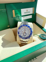 Rolex Yacht-Master II 44mm Mercedes Hands Steel Blue Ceramic Bezel Watch 116680