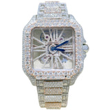 Cartier Santos De Cartier Skeleton Iced Out Two-Tone VVS Clariry Watch WHSA0015