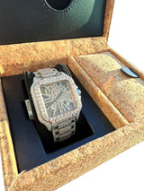 Cartier Santos De Cartier Skeleton Iced Out Two-Tone VVS Clariry Watch WHSA0015