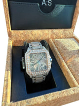 Cartier Santos De Cartier Skeleton Iced Out Two-Tone VVS Clariry Watch WHSA0015