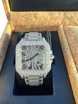 Cartier Santos De Cartier Skeleton Iced Out Two-Tone VVS Clariry Watch WHSA0015