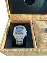Cartier Santos De Cartier Skeleton Iced Out Two-Tone VVS Clariry Watch WHSA0015