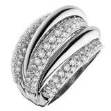 Damiani 1.85ct Pave Diamond Ring Wedding Band 18K White Gold F Color VS Clarity