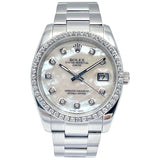 Rolex Oyster Perpetual Date 34mm MOP Diamond Dial & Diamond Bezel Watch 115200
