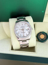 Rolex Oyster Perpetual Date 34mm MOP Diamond Dial & Diamond Bezel Watch 115200