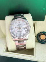 Rolex Oyster Perpetual Date 34mm MOP Diamond Dial & Diamond Bezel Watch 115200
