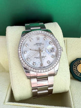 Rolex Oyster Perpetual Date 34mm MOP Diamond Dial & Diamond Bezel Watch 115200