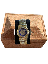 Piaget Tanagra Diamond Blue Dial Diamond Bezel Yellow Gold Watch 17041 M 401D