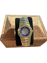 Piaget Tanagra Diamond Blue Dial Diamond Bezel Yellow Gold Watch 17041 M 401D