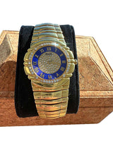 Piaget Tanagra Diamond Blue Dial Diamond Bezel Yellow Gold Watch 17041 M 401D