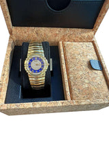 Piaget Tanagra Diamond Blue Dial Diamond Bezel Yellow Gold Watch 17041 M 401D