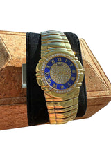 Piaget Tanagra Diamond Blue Dial Diamond Bezel Yellow Gold Watch 17041 M 401D
