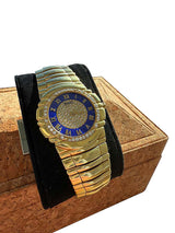 Piaget Tanagra Diamond Blue Dial Diamond Bezel Yellow Gold Watch 17041 M 401D