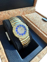 Piaget Tanagra Diamond Blue Dial Diamond Bezel Yellow Gold Watch 17041 M 401D