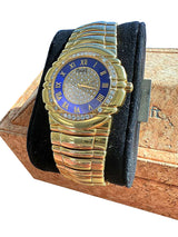 Piaget Tanagra Diamond Blue Dial Diamond Bezel Yellow Gold Watch 17041 M 401D