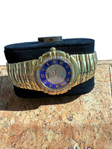 Piaget Tanagra Diamond Blue Dial Diamond Bezel Yellow Gold Watch 17041 M 401D