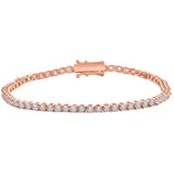 5.00CTW Natural Round Brilliant Cut Diamond Tennis Bracelet In 14K Rose Gold