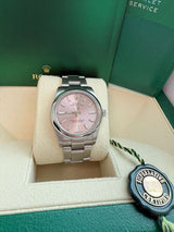 Rolex Oyster Perpetual 34mm Pink Dial Stainless Steel Men's Watch 124200