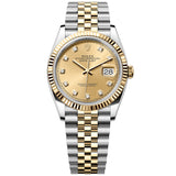 Rolex Datejust 36mm Champagne Diamond Dial Steel Gold Jubilee Watch 126233