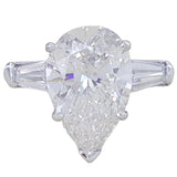 GIA Certified 4.00ct Pear-Shape With Baguette Diamond Platinum Engagement Ring
