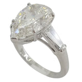 GIA Certified 4.00ct Pear-Shape With Baguette Diamond Platinum Engagement Ring