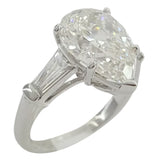 GIA Certified 4.00ct Pear-Shape With Baguette Diamond Platinum Engagement Ring