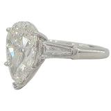 GIA Certified 4.00ct Pear-Shape With Baguette Diamond Platinum Engagement Ring