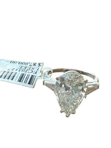 GIA Certified 4.00ct Pear-Shape With Baguette Diamond Platinum Engagement Ring