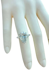 GIA Certified 4.00ct Pear-Shape With Baguette Diamond Platinum Engagement Ring