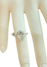 GIA Certified 4.00ct Pear-Shape With Baguette Diamond Platinum Engagement Ring