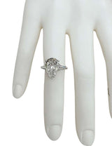 GIA Certified 4.00ct Pear-Shape With Baguette Diamond Platinum Engagement Ring