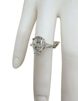 GIA Certified 4.00ct Pear-Shape With Baguette Diamond Platinum Engagement Ring