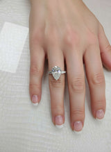 GIA Certified 4.00ct Pear-Shape With Baguette Diamond Platinum Engagement Ring