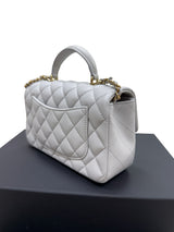 CHANEL Mini Rectangle With Handle Grey Lambskin Leather Bag Light Gold Hardware