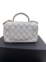 CHANEL Mini Rectangle With Handle Grey Lambskin Leather Bag Light Gold Hardware