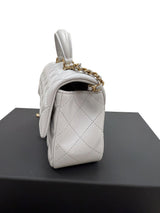 CHANEL Mini Rectangle With Handle Grey Lambskin Leather Bag Light Gold Hardware