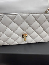 CHANEL Mini Rectangle With Handle Grey Lambskin Leather Bag Light Gold Hardware