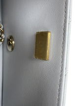 CHANEL Mini Rectangle With Handle Grey Lambskin Leather Bag Light Gold Hardware