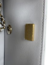 CHANEL Mini Rectangle With Handle Grey Lambskin Leather Bag Light Gold Hardware