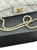 CHANEL Mini Rectangle With Handle Grey Lambskin Leather Bag Light Gold Hardware