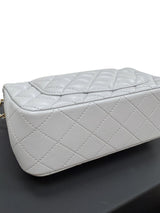 CHANEL Mini Rectangle With Handle Grey Lambskin Leather Bag Light Gold Hardware