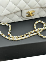 CHANEL Mini Rectangle With Handle Grey Lambskin Leather Bag Light Gold Hardware